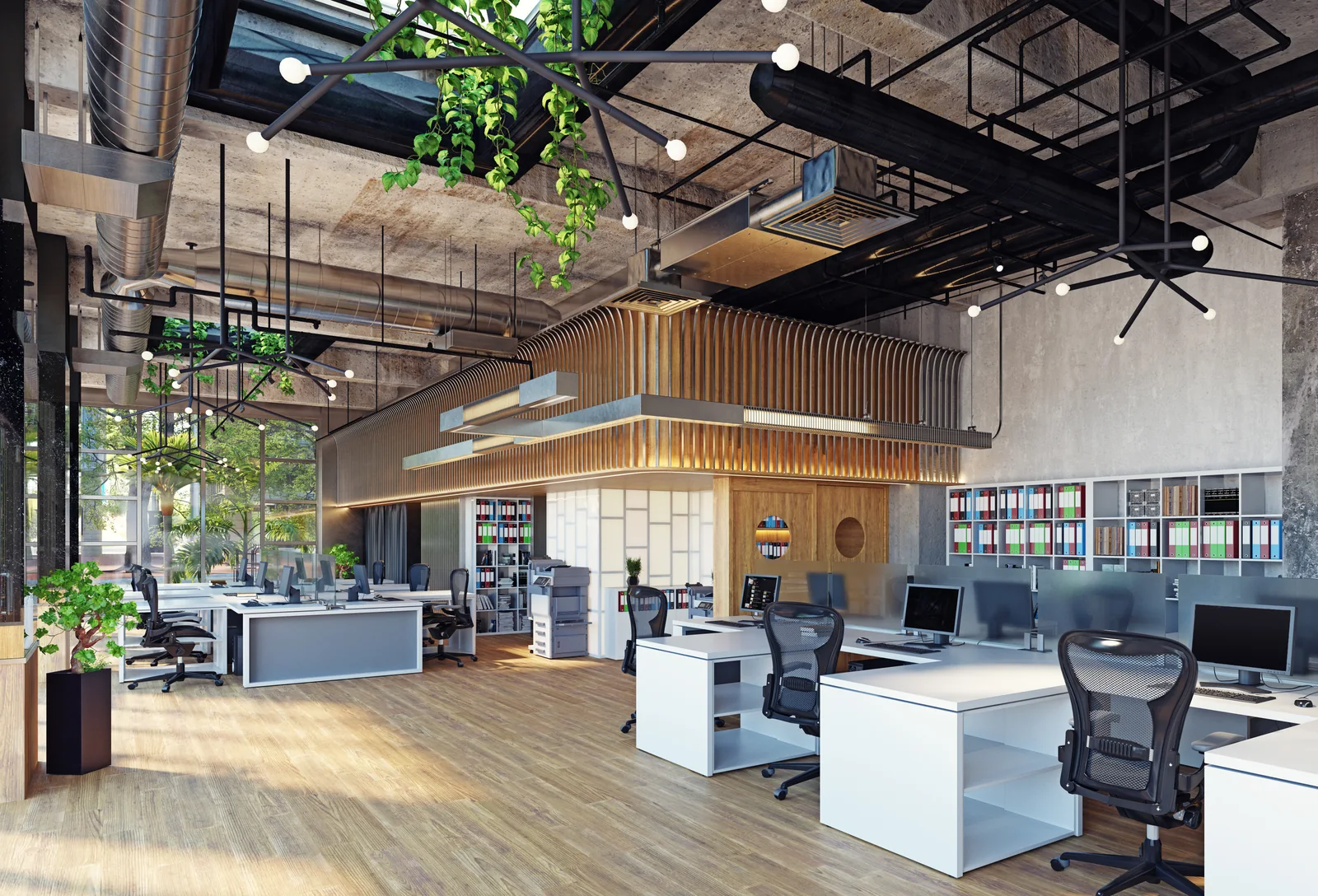Spacious shared office setting