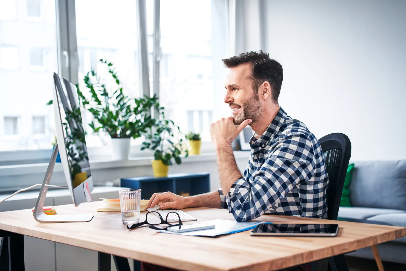 Entrepreneur at a computer